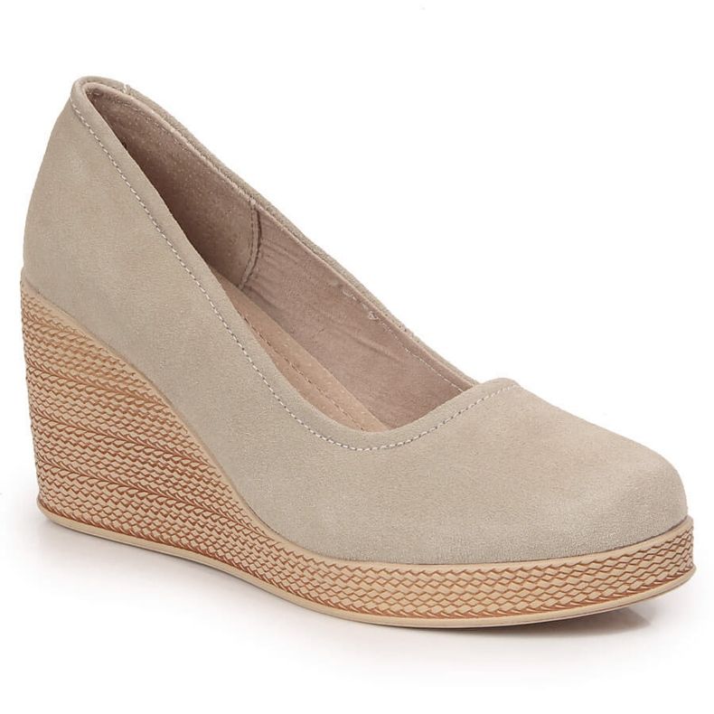 Beige suede wedge leather pumps Filippo DP3521 Beige suede wedge leather pumps Filippo DP3521