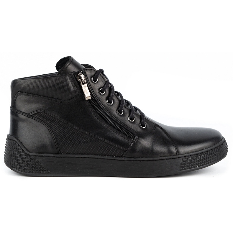 Kampol Men's leather sneakers 120SW black