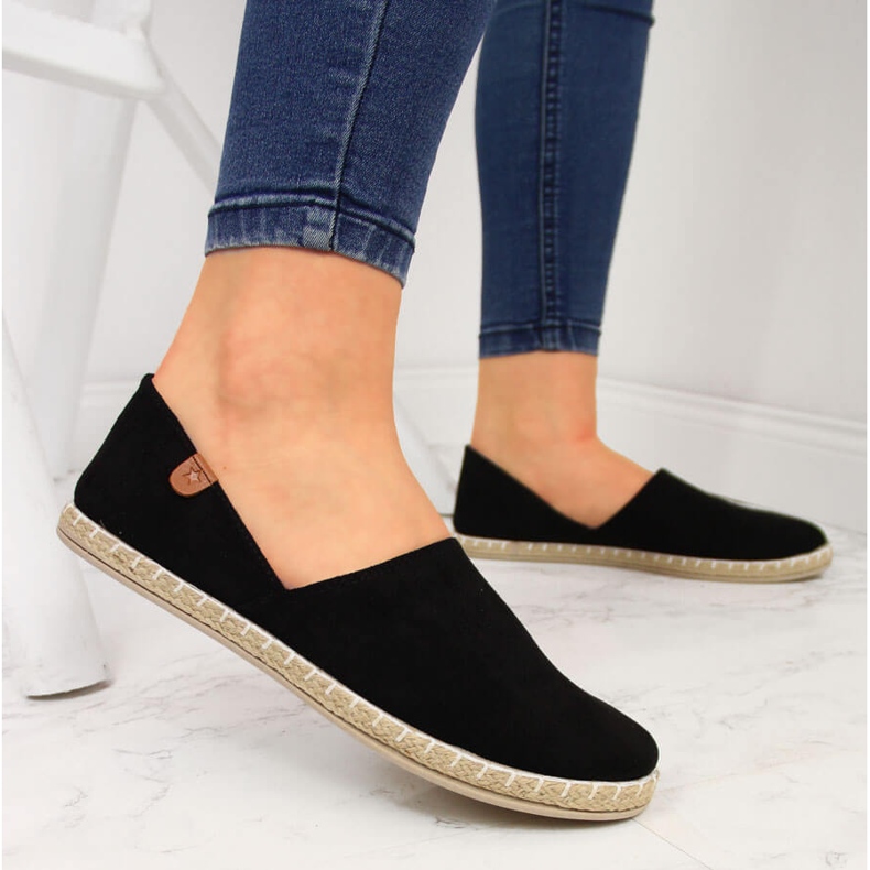 Women's slip-on espadrilles with cutouts black NEWS 20TX02-2416