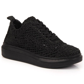 Women's lace shoes on the black platform Artiker 50C1114