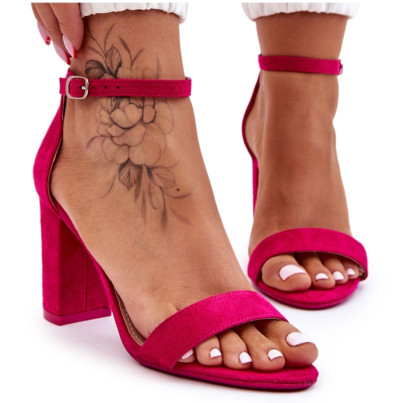 PS1 Amina's Classic Suede Fuchsia Heel Sandals pink