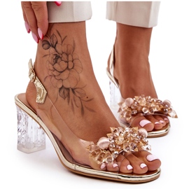 S.Barski Fashionable Sandals With Golden Terrance Beads