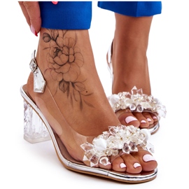 S.Barski Fashionable Sandals With Beads Silver Terrance S.Barski Fashionable Sandals With Beads Silver Terrance