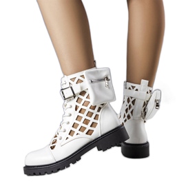 Cecelia white openwork boots