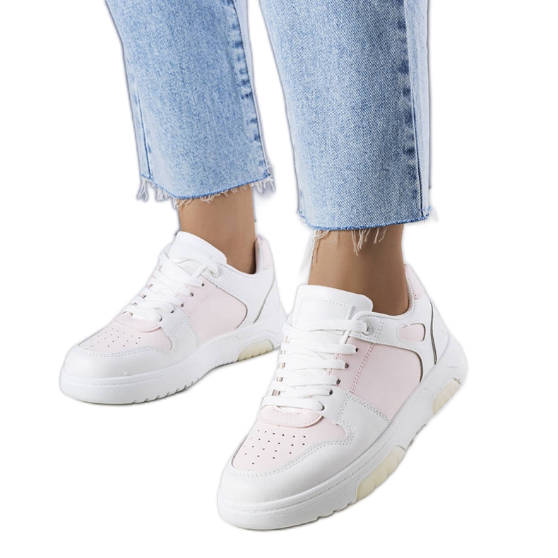 Kristie pink platform sneakers white