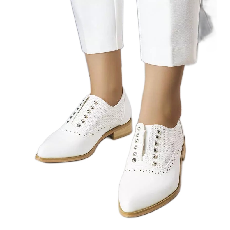 BM White openwork shoes with studs from Erin