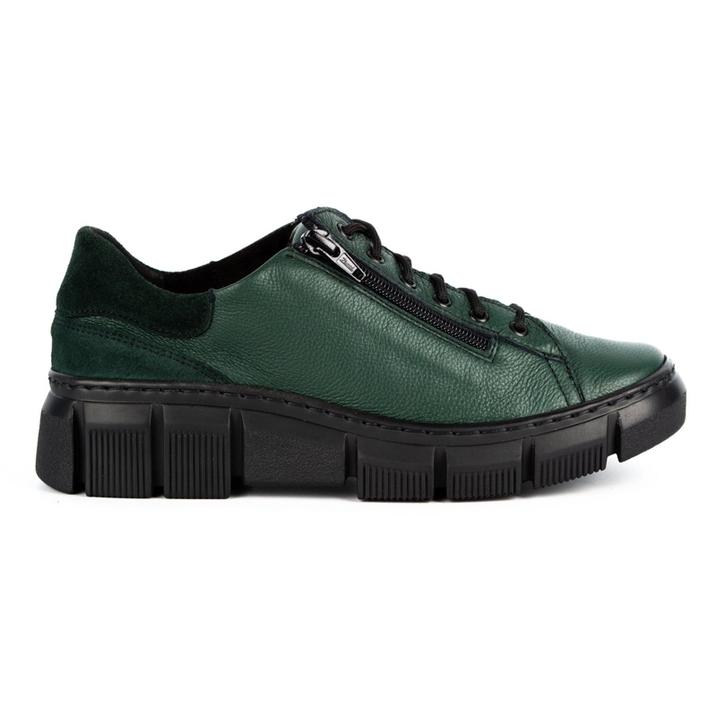 WASAK Women's shoes leather sneakers 0663W green