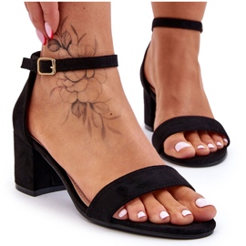 PS1 Black Quincy Low Heel Suede Sandals