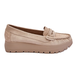Lemar Suede Platform Loafers Light Beige Milana