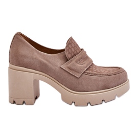 Lemar Arabell Suede Chunky Heel And Platform Shoes Dark Beige