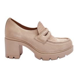 Lemar Arabell Suede Chunky Heel And Platform Shoes Light Beige