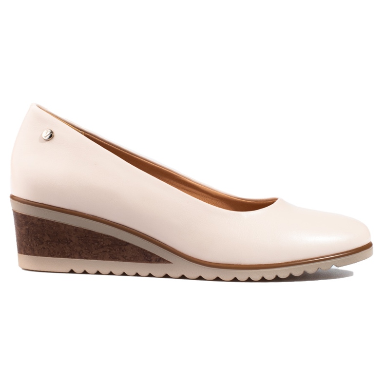 Vinceza women's pumps on a cork wedge beige