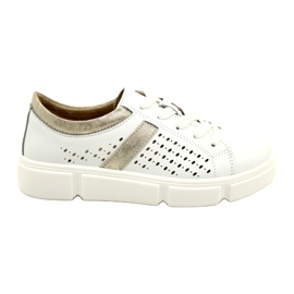Openwork Leather Sneakers Filippo DP4531/23 WH GO white