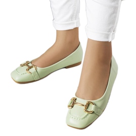 Green ballerinas with gold Iris decoration