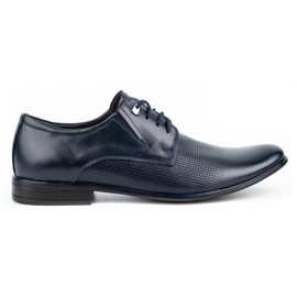 Olivier Men's elegant leather shoes 302T3 navy blue