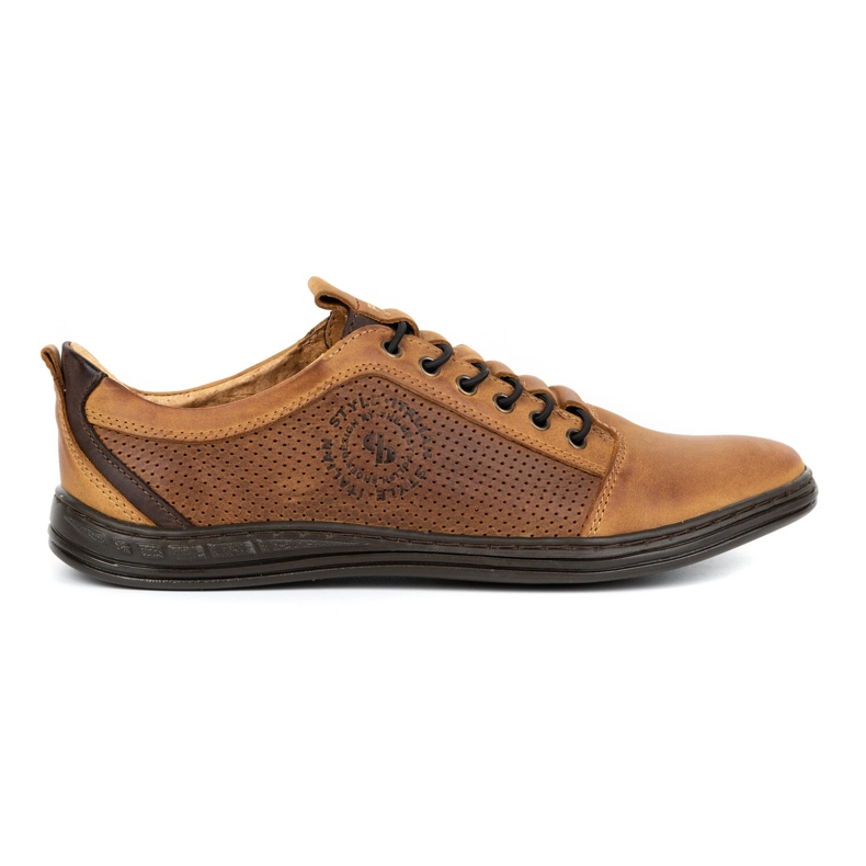 Polbut Men's casual leather shoes 2121p red brown