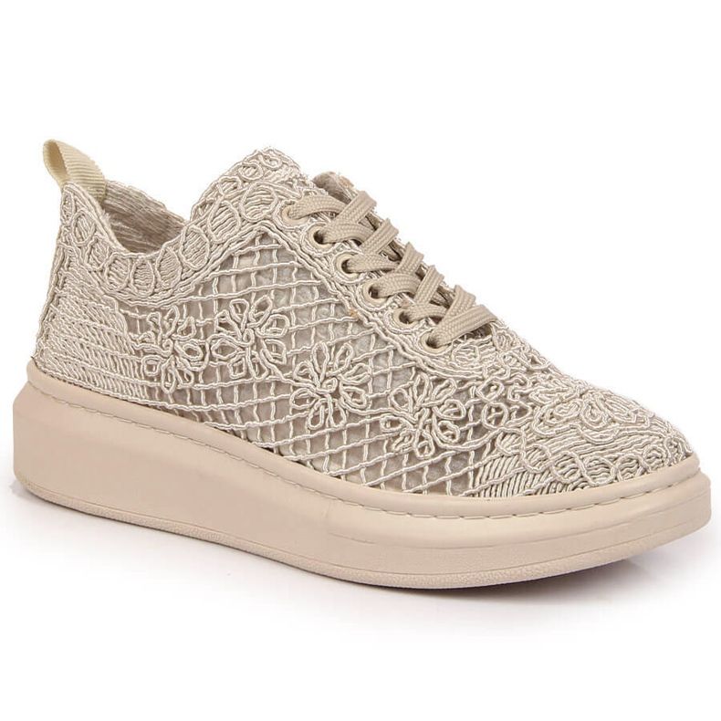 Women's lace shoes on the beige platform Artiker 50C1117