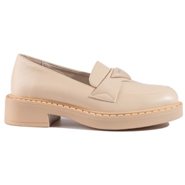 W. Potocki Beige women's loafers on the platform