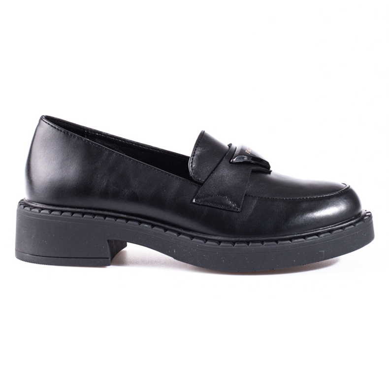 W. Potocki Black women's loafers on the platform