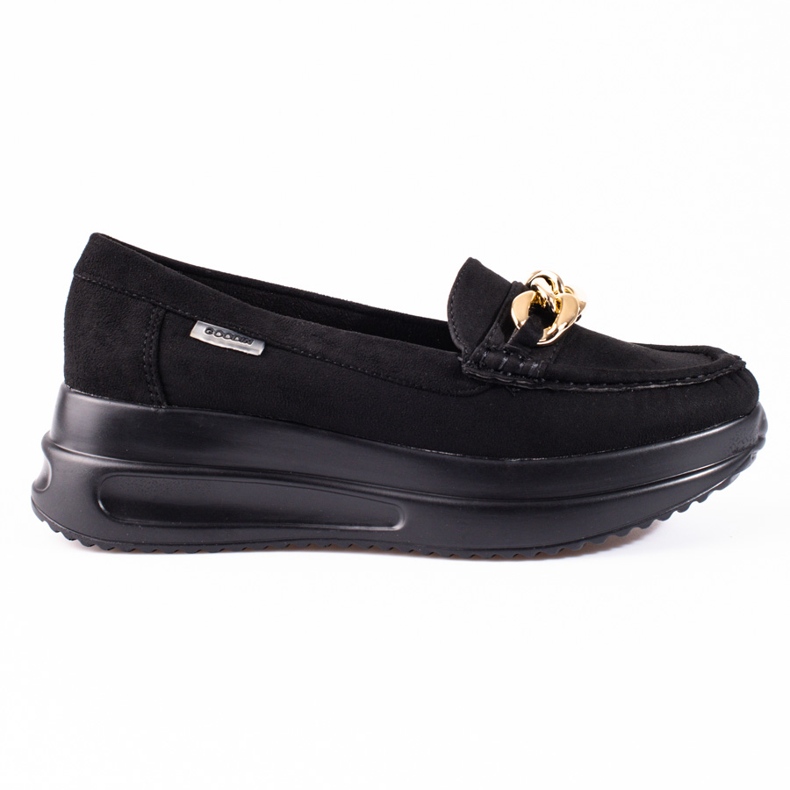 Women's Shelovet wedge loafers with a chain black