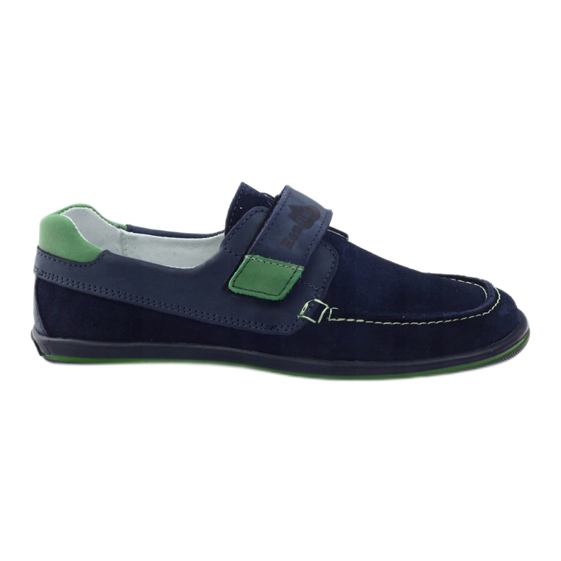 Boys' leather shoes with Velcro RenBut 4249, navy blue