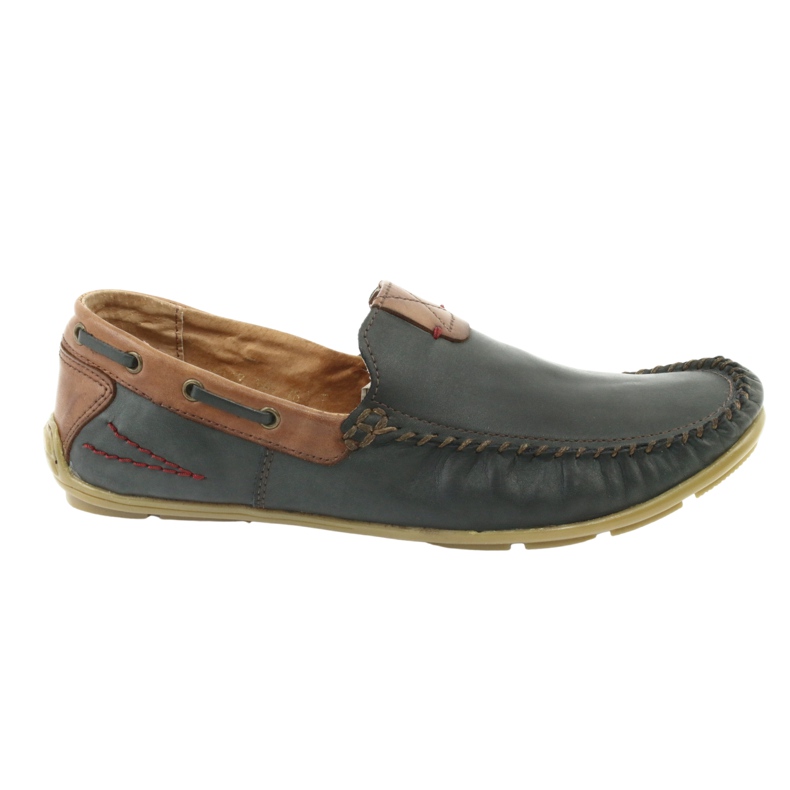 Riko men's leather loafers 781 brown navy blue