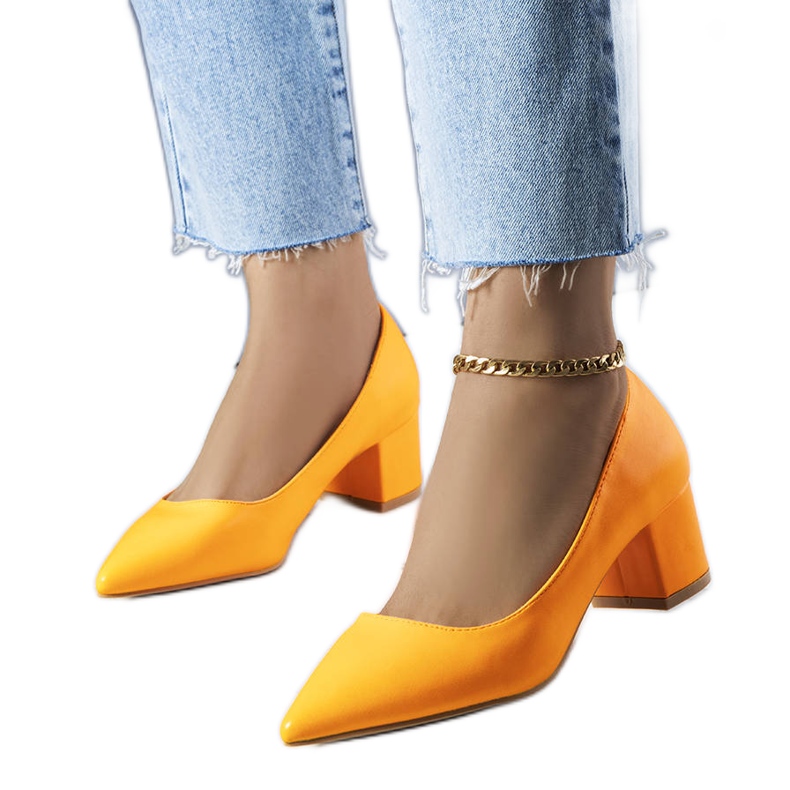 Orange heeled pumps from Gail