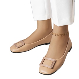 Brown ballerinas with a Sheller buckle beige Brown ballerinas with a Sheller buckle beige