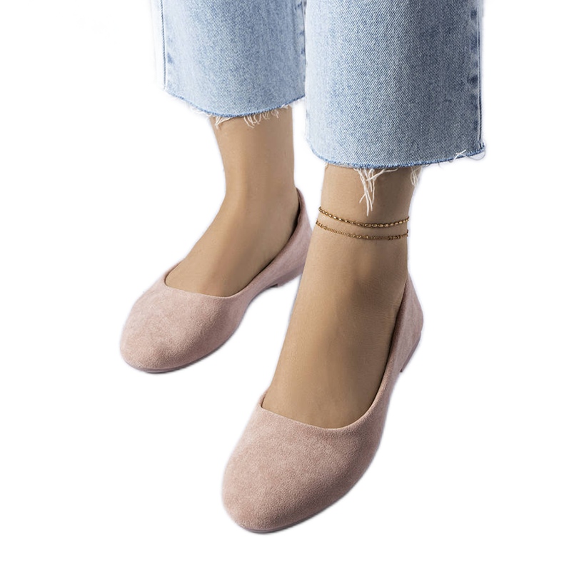 Pink ballerinas with a leather footbed from Lespérance