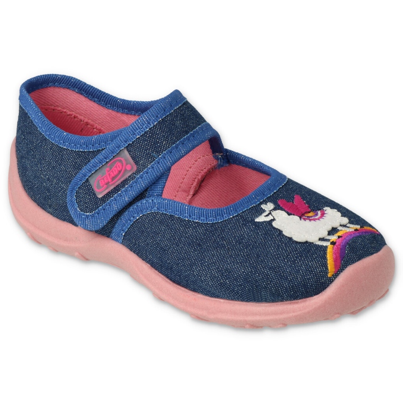 Befado children's slippers, navy blue, 661X008, chamois appliqué Befado children's slippers, navy blue, 661X008, chamois appliqué