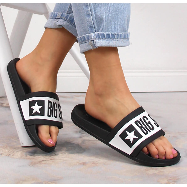 Black sports slippers Big Star LL274739 white