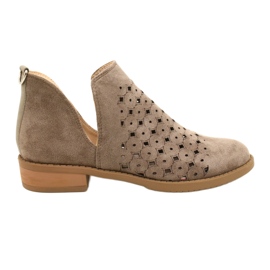 DASZYŃSKI Openwork Suede Booties With A Cut Carine beige brown