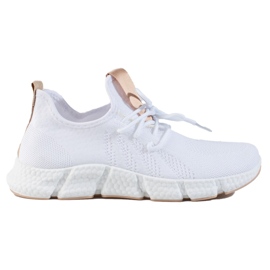 Shelovet white sneakers with a beige insert