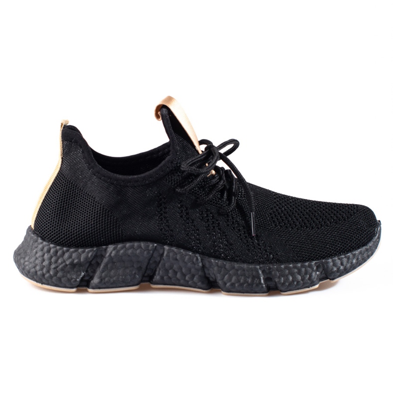 Black Shelovet sports shoes with a beige insert