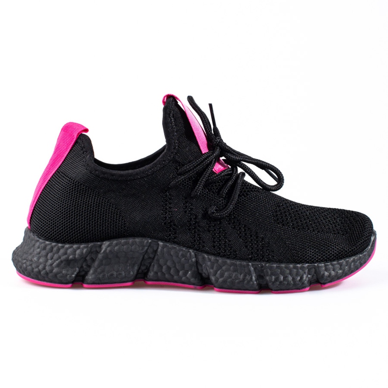 Shelovet black sports shoes with a pink insert Shelovet black sports shoes with a pink insert