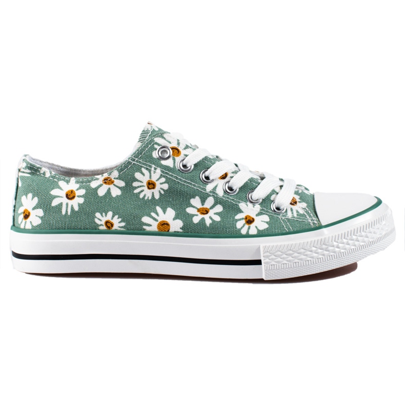 Women's Shelovet green sneakers with flowers