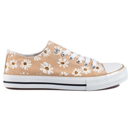 Women's Shelovet beige floral sneakers Women's Shelovet beige floral sneakers
