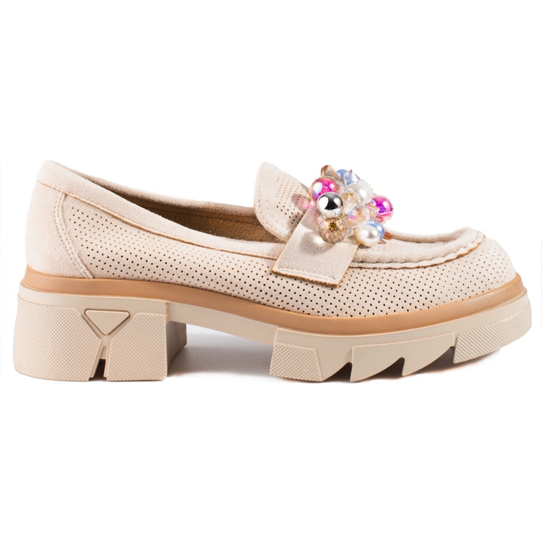 Seastar Women's loafers Shelovet suede with crystals beige