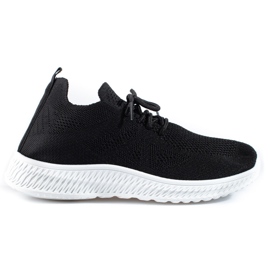 Shelovet black textile sports shoes
