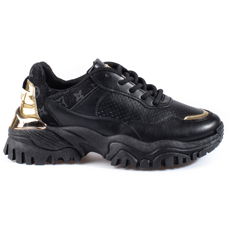 Women's black Shelovet sneakers with a thick sole Women's black Shelovet sneakers with a thick sole