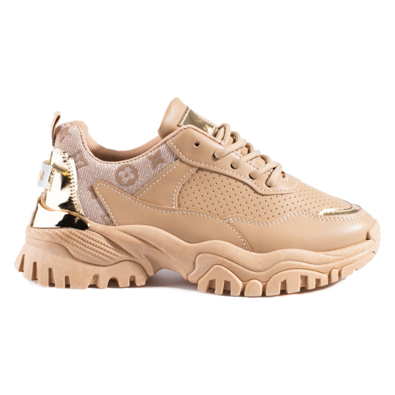 Women's beige Shelovet sneakers with a thick sole