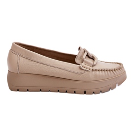 Lemar Leather Platform Loafers With Beige Desmond Embellishments