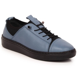 Women's light leather slip-on shoes blue T.Sokolski W22-351 Women's light leather slip-on shoes blue T.Sokolski W22-351