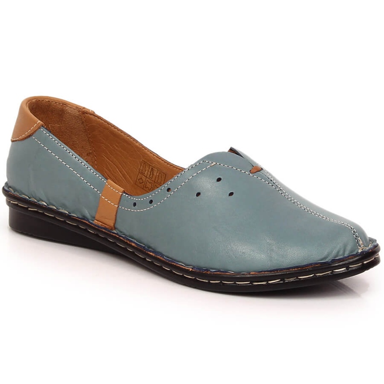 Comfortable women's leather slip-on shoes blue Artiker 38C0358