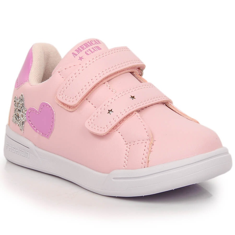 Girls' sports shoes with velcro pink American Club 125/23