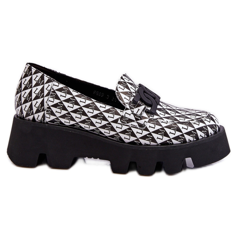 Loafers On A Massive Platform Laura Messi 2601 Black And White