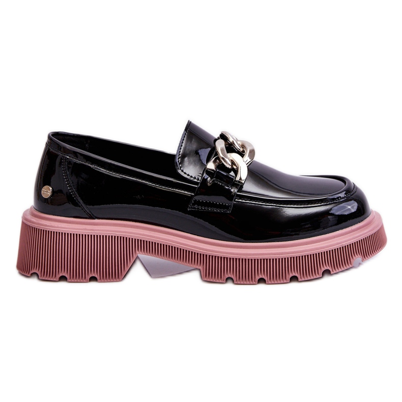 Patent Moccasins With Chain GOE LL2N4039 Black-Purple