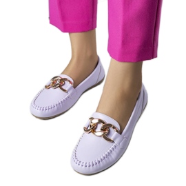 Purple loafers with Norma chain