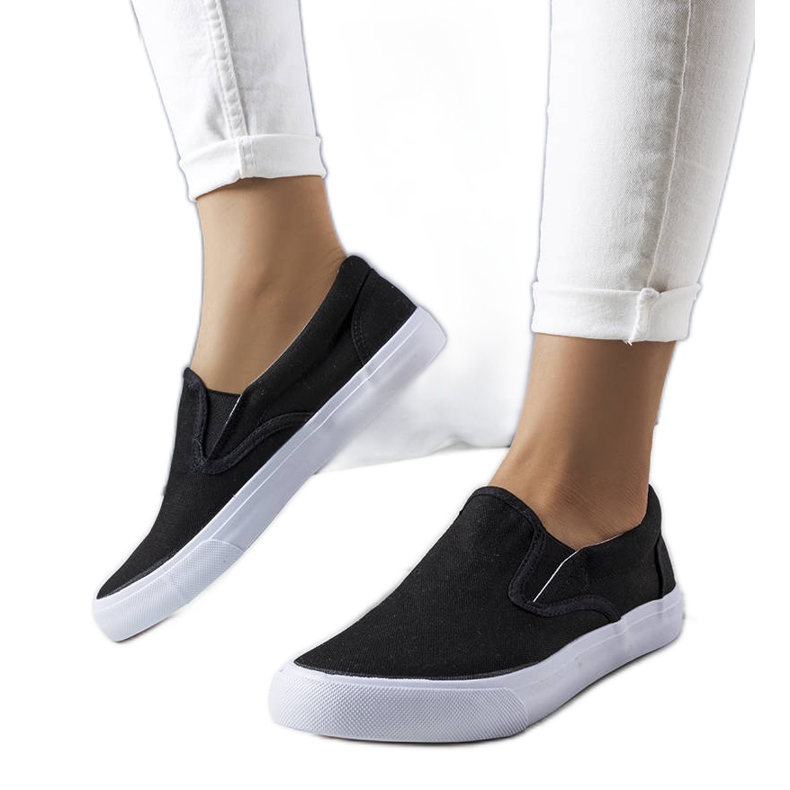BM Black textile slip-on sneakers from Candace