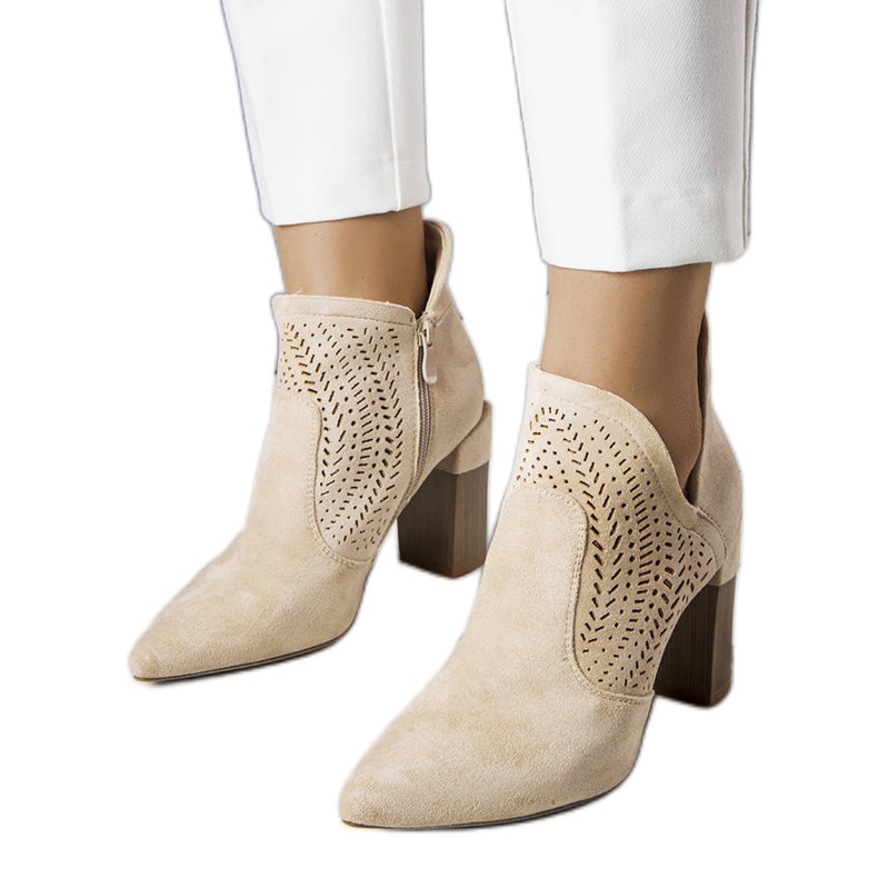 Beige openwork boots from Hachée